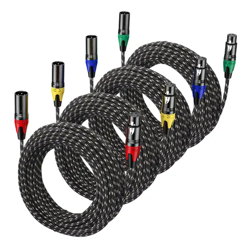 Miniatura 16 de Paquete de 2 cables XLR de 3.3 pies, cable de micrófono equilibrado de alta calidad con cable XLR de 3 pines macho a hembra, negro, cobre puro