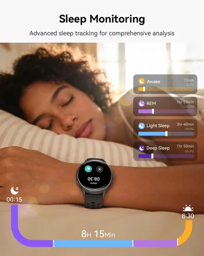 Miniatura 3 de Reloj inteligente para hombres y mujeres: rastreador de fitness con Bluetooth con pantalla táctil de 1.27 pulgadas, monitor de frecuencia cardíaca