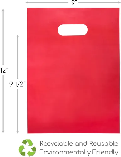 Miniatura 5 de Choice Marts 200 bolsas de mercancía rojas y verdes de 1.5 mil de espesor, 100 rojas y 100 verdes de 9" x 12", brillantes, adecuadas para venta al