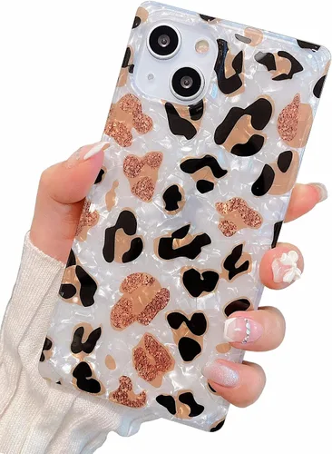 Miniatura 28 de Funda compatible con iPhone 13, borde rectangular, bonita funda protectora de lujo con diseño de flores al óleo para mujeres y niñas, funda