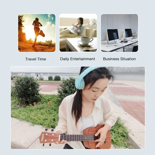 Miniatura 7 de RAT TAIL V5.0 Auriculares Bluetooth sobre la oreja, auriculares estéreo inalámbricos y con cable plegables micro SD/TF, FM para teléfono celular