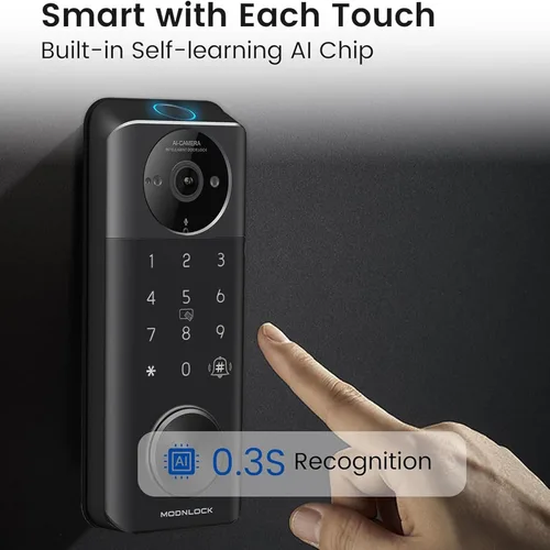 Miniatura 2 de Cerradura inteligente con cámara sin llave cerradura de puerta de entrada 2K Video WiFi cerrojo huella digital teclado aplicación Control remoto