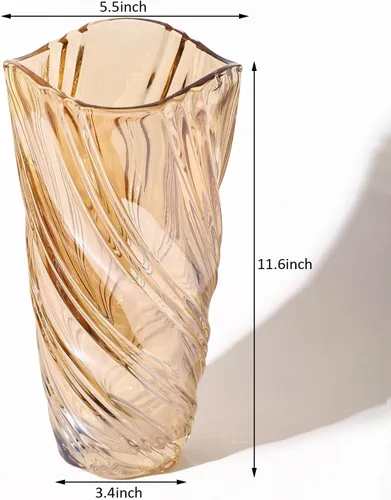Miniatura 2 de Jarrón de cristal, elegante centro de mesa decorativo en espiral para el hogar, oficina, boda, elegante florero de vidrio soplado