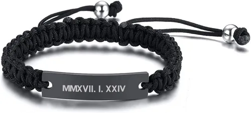 Miniatura 17 de MEALGUET Pulseras de ID Personalizadas para Parejas Grabado Personalizado Hecho a Mano Cuerda Trenzada Pulsera de Muñeca para Hombres Mujeres