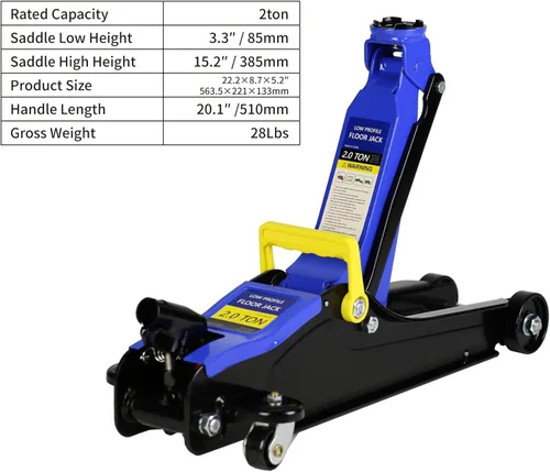 Miniatura 7 de Gato de piso, gato hidráulico profesional de piso resistente, gato de piso de perfil bajo, gato de piso de carreras de acero con bomba de elevación