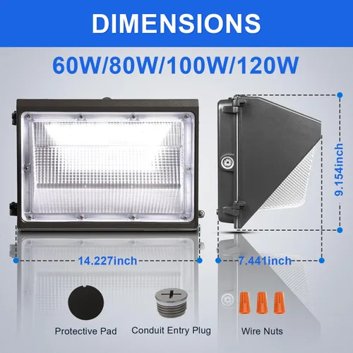 Miniatura 6 de Paquete de luz de pared LED de 60 W con fotocélulas del atardecer al amanecer, paquete de pared al aire libre de 7800 lúmenes, luz de inundación