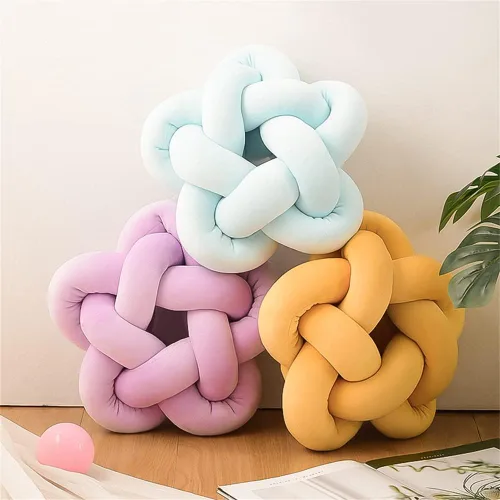 Miniatura 3 de chislim Bolas de almohada, almohada redonda con nudo hecho a mano, almohadas redondas de felpa decorativas para el hogar, para sofá, dormitorio