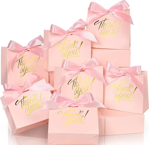 EQOREIIN Bolsas pequeñas de papel kraft para regalo, paquete de 70 unidades, color rosa, 4.5 x 1.8 x 3.9 pulgadas, con cinta de lazo, perfectas para