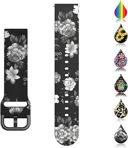 Miniatura 5 de Correa de reloj compatible con Garmin Forerunner 35, correa de repuesto de silicona con patrón de moda para hombre y mujer