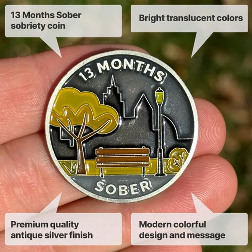 Miniatura 2 de The Achieve Mint Ficha sobria de 13 meses Chip sobrio de trece meses Regalo no AA, medallones no religiosos para hombres y mujeres que celebran
