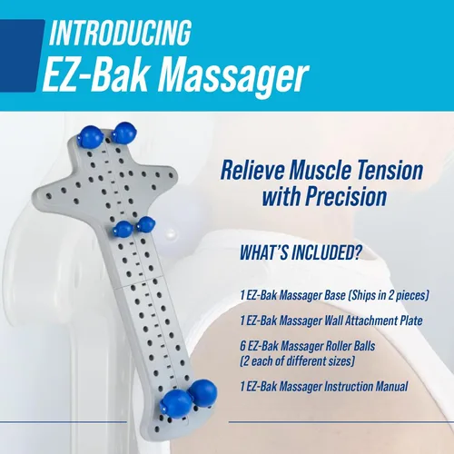 EZ-Bak Masajeador – Masaje de bola de rodillo montado en la pared para tejido profundo, nudos musculares y puntos gatillo – Rodillo de terapia de