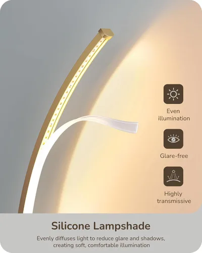 Miniatura 3 de EDISHINE Lámpara de mesa LED curva, moderna lámpara de noche con 3 temperaturas de color y atenuación continua, aluminio y hierro, lámpara de mesita