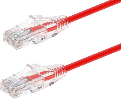 Monoprice Cable de conexión Ethernet Cat6, sin enganches, trenzado, 550 MHz, UTP, clasificación CMR, 28 AWG, 1 pie, rojo, serie SlimRun