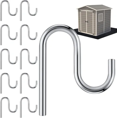 Miniatura 8 de Blulu 10 ganchos de cobertizo de 2 pulgadas de largo, accesorios para cobertizos sin orificio de perforación, para colgar ganchos individuales