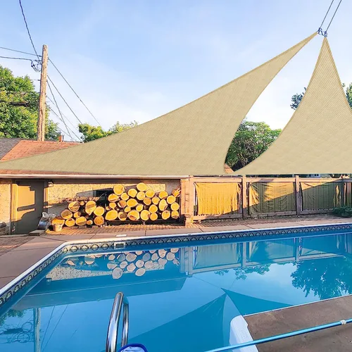 Miniatura 18 de E&K Sunrise - Toldo parasol triangular de 10 x 10 x 10 pies, bloquea los rayos UV, para patio, jardín, al aire libre (azul)