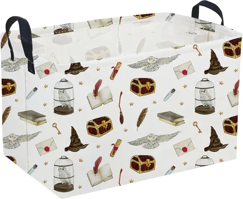 Miniatura 41 de Cesta plegable rectangular de tela para almacenamiento,con revestimiento impermeable y asas, sirve como organizador de juguetes, cesta de regalo