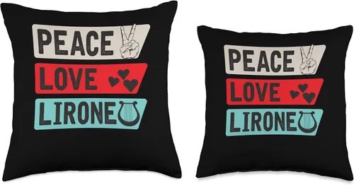 Miniatura 3 de Lirone Lira Family Music Instrument Peace Love - Almohada de instrumento musical Lirone para guitarristas, 16 x 16 pulgadas, multicolor