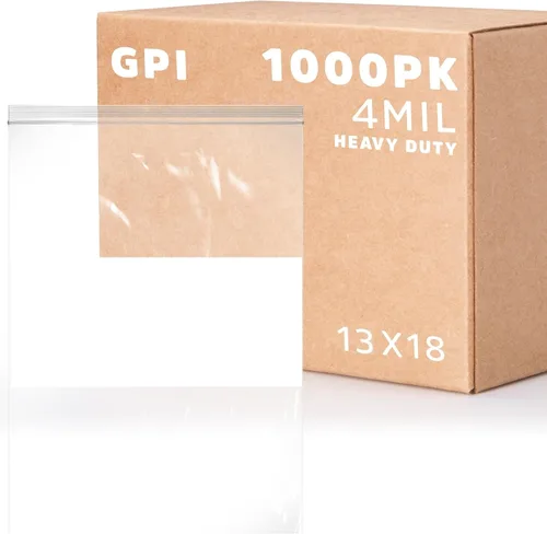 Miniatura 33 de GPI - 3" x 4" - Caja a granel de 1000, bolsas de plástico transparente con cierre de cremallera de 4 mil de grosor, resistentes, con bloque blanco