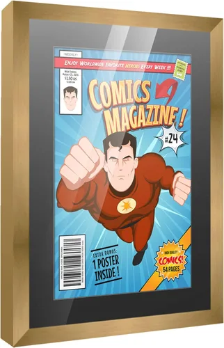 Miniatura 68 de Poster Palooza Marco de cómic con paspartú para 1 cómic de la Edad de Bronce publicado entre 1970 y 1985, marco de cómic negro para cómic de 7.25 x