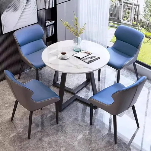 Juego de mesa de comedor redonda para 4, juego de sillas de mesa de negociación de cocina, juego de mesa de comedor redonda pequeña tapizada, sillas