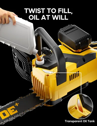 Miniatura 4 de DeForce Motosierra Eléctrica Inalámbrica de 16" 40V, para Baterías DeWalt 20V Max, Motosierra a Batería sin Escobillas, con Engrasador Automático