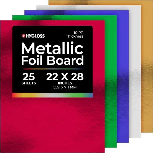 Miniatura 24 de Hygloss Hojas de cartulina metálica, 100 hojas de oro mate, 8.5 x 11 pulgadas, resistentes, 10 puntos, papel de cartón metálico para manualidades