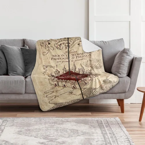 Miniatura 6 de Manta de Harry Potter, 50 x 60 pulgadas, manta de sherpa de tacto sedoso con parte trasera súper suave de Marauder's Map Mapa de Hp Marauder