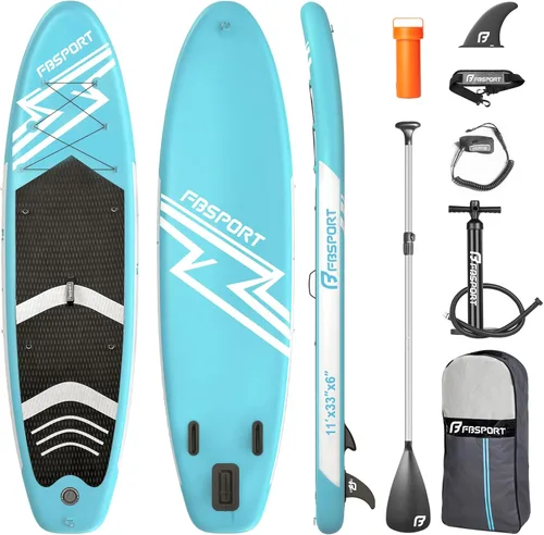 Miniatura 8 de FBSPORT Tabla de remo de pie prémium de 11 pies, tabla de yoga con accesorios de SUP y bolsa de transporte, amplia posición, control de surf, Verde