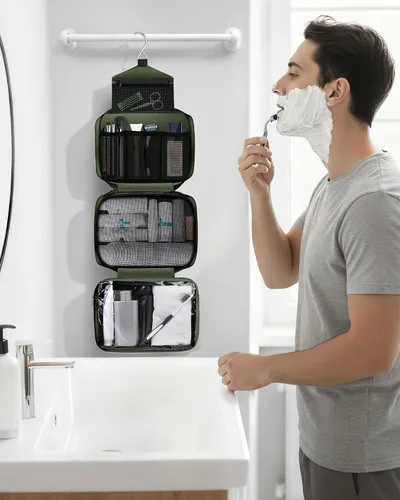 Miniatura 7 de Bolsa de aseo Maliton para hombres y mujeres Bolsa de aseo de viaje Bolsa de aseo colgante Organizador de higiene con 4 compartimentos Bolsa