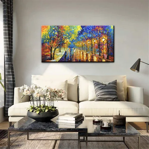 Miniatura 7 de Tyed Art - Pinturas al óleo de 24 x 48 pulgadas sobre lienzo, arte 100% pintado a mano, obra de arte contemporánea, obra de arte abstracta, arte