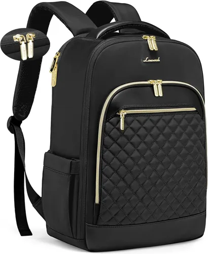 LOVEVOOK Mochila acolchada para laptop para mujer, mochila de viaje con cremallera antirrobo de 15.6 pulgadas, bolsa de computadora para el trabajo,