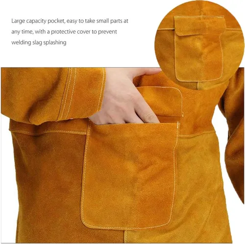 Miniatura 8 de Leather Welding Apron with Sleeves,Heavy Duty Welding Jacket,Heat Flame Resistant Welder Apron for Men