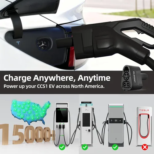 Miniatura 7 de ELEGRP Adaptador CCS1 a NACS, 500A/1000V 250kW carga CC súper rápida, compatible con Tesla modelo S/3/X/Y y todos los vehículos eléctricos NACS