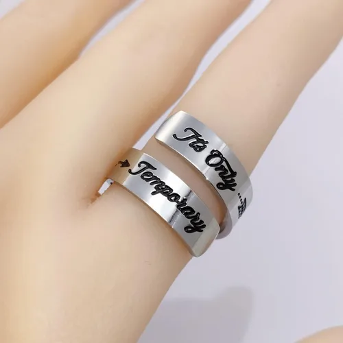 Miniatura 25 de HOFOYA Anillos inspiradores ajustables de acero inoxidable, anillos de grabado, joyería motivacional, graduación, San Valentín, regalos