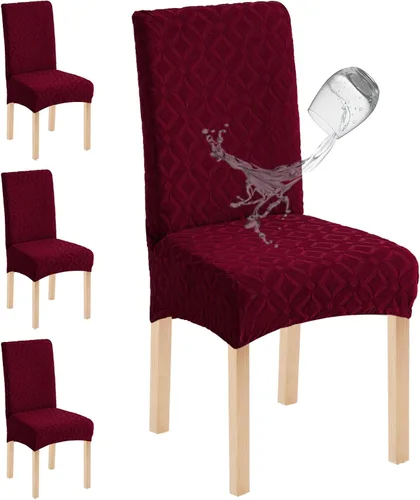 Miniatura 10 de Genina Juego de 4 fundas impermeables para sillas de comedor, extraíbles y lavables, color beige grande