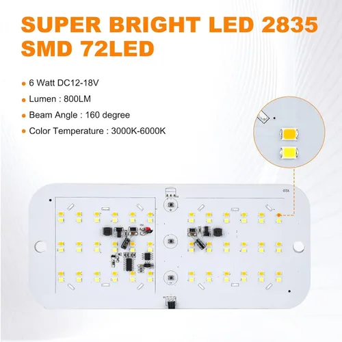 Miniatura 5 de BlueFire Luces interiores de techo de 800 lúmenes, CC 12-18 V regulables, luces LED interiores de RV de 6 W, 3000-6000 K, con control remoto