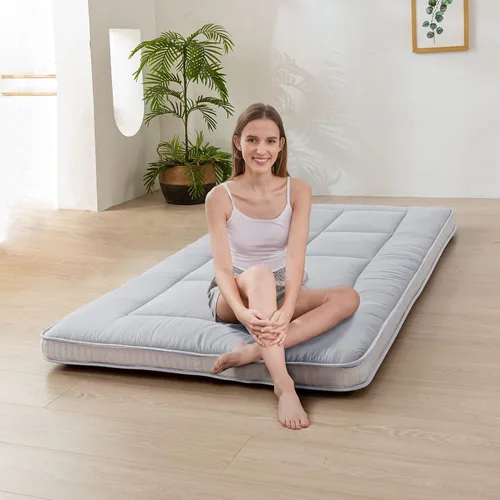 Miniatura 4 de MAXYOYO - Colchón tipo futón japonés, acolchado, para cama, extra grueso, plegable, transpirable, tumbona para el suelo, cama de invitados para gris