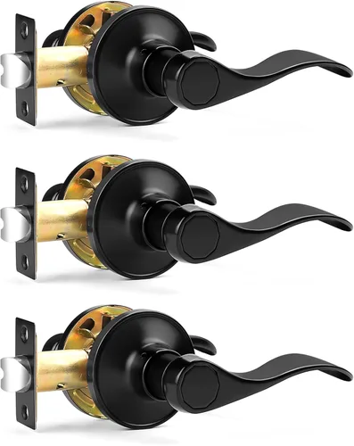 Miniatura 19 de Probrico - Paquete de 3 manijas de puerta de paso, asas de níquel satinado, sin llave, sin bloqueo, para puertas de interiores, pasillos y armario
