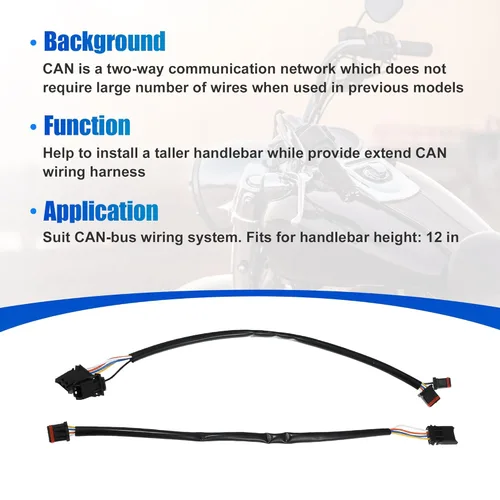 Miniatura 6 de X AUTOHAUX Arnés de extensión de cable de circuito de bus CAN de 12 pulgadas para manillar para Harley Davidson Softail Dynas Electra Glide Road