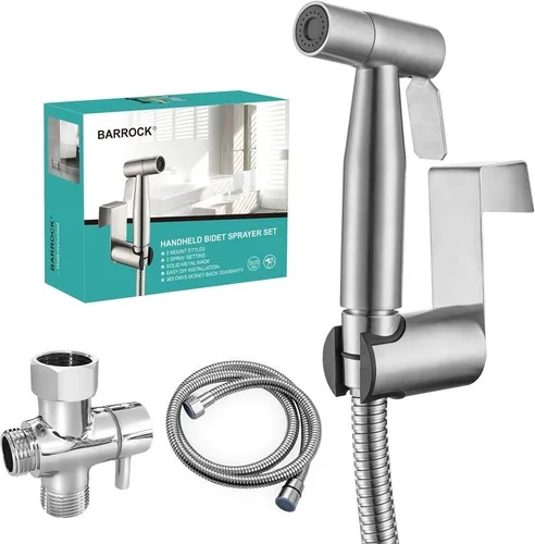 Miniatura 11 de BARROCK Pulverizador de bidé para inodoro, rociador de mano con chorro para inodoros existentes con manguera de bidé, presión de agua ajustable