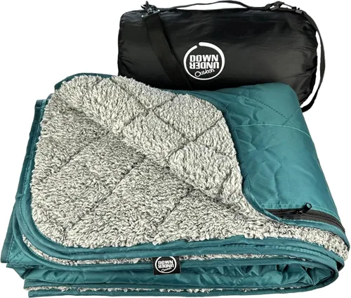 Miniatura 15 de DOWN UNDER OUTDOORS Manta grande impermeable y resistente al viento, extra gruesa de 350 GSM, forro polar acolchado, o manta de estadio de sherpa