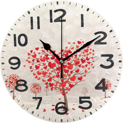 Miniatura 8 de Naanle Reloj de pared redondo retro de cine, 9.5 pulgadas, funciona con pilas, reloj de escritorio analógico silencioso de cuarzo para el hogar