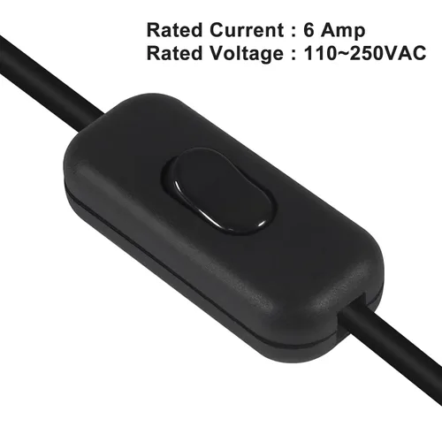Miniatura 5 de 2 interruptores de cable en línea, AC120V 10A, 250V 6A, interruptor de control de lámpara de encendido y apagado para dormitorio, lámpara de mesa
