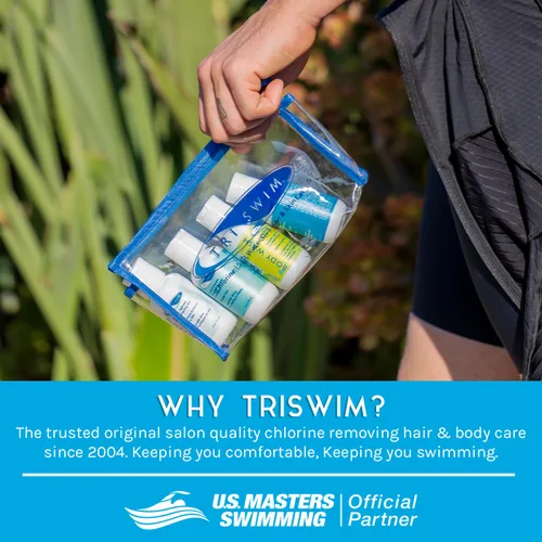 Miniatura 5 de TRISWIM Juego de chupitos en bolsa de viaje Champú de eliminación de cloro de tamaño de viaje de 2 onzas, acondicionador de nadador, gel de baño
