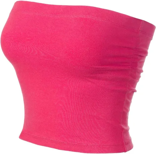 Miniatura 2 de MixMatchy Top de tubo de doble capa con espalda fruncida lateral y espalda descubierta para mujer con brasier integrado