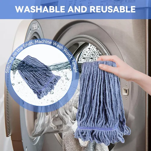 Miniatura 6 de Reemplazo de cabezales de fregona comerciales resistentes: 1 paquete de cabezal de fregona húmeda industrial para limpieza de suelos - Productos