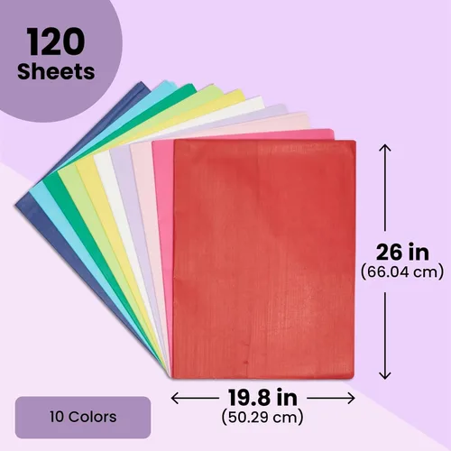 Miniatura 3 de Papel de seda colorido para bolsas de regalo y envoltura, 120 hojas, hojas de papel de regalo para regalos y suministros