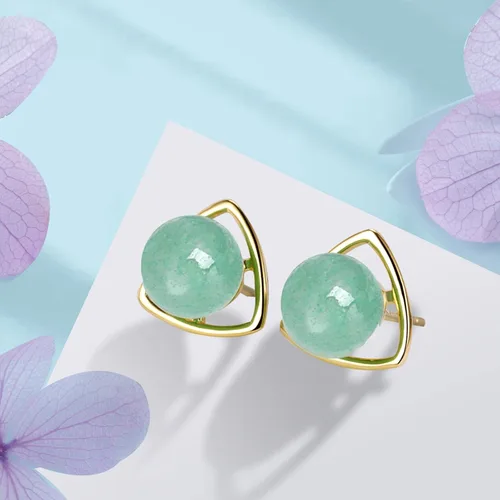 Miniatura 82 de Jade Earrings Studs,Green Jade Earrings for Women,925 Sterling Silver Earrings Studs for Sensitive Ears,Handmade Jade Earrings for Birthday
