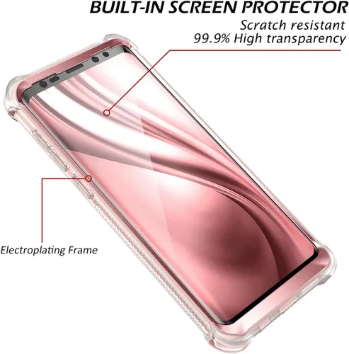 Miniatura 3 de Dexnor Funda compatible con Samsung Galaxy S9 Plus con protector de pantalla, marco galvanizado, cubierta trasera transparente, resistente 360