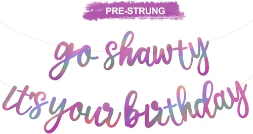 Miniatura 13 de BEISHIDA Cartel con texto en inglés «Go Shawty It's Your Birthday» con texto en inglés «No DIY Hip Hop» con tema de feliz cumpleaños, cartel de Rojo